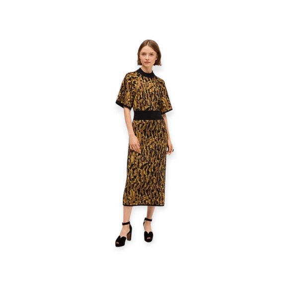 Kate Spade New York Mockneck Hazelnut Print Midi Sweater Dress XS EUC - Picture 11 of 11